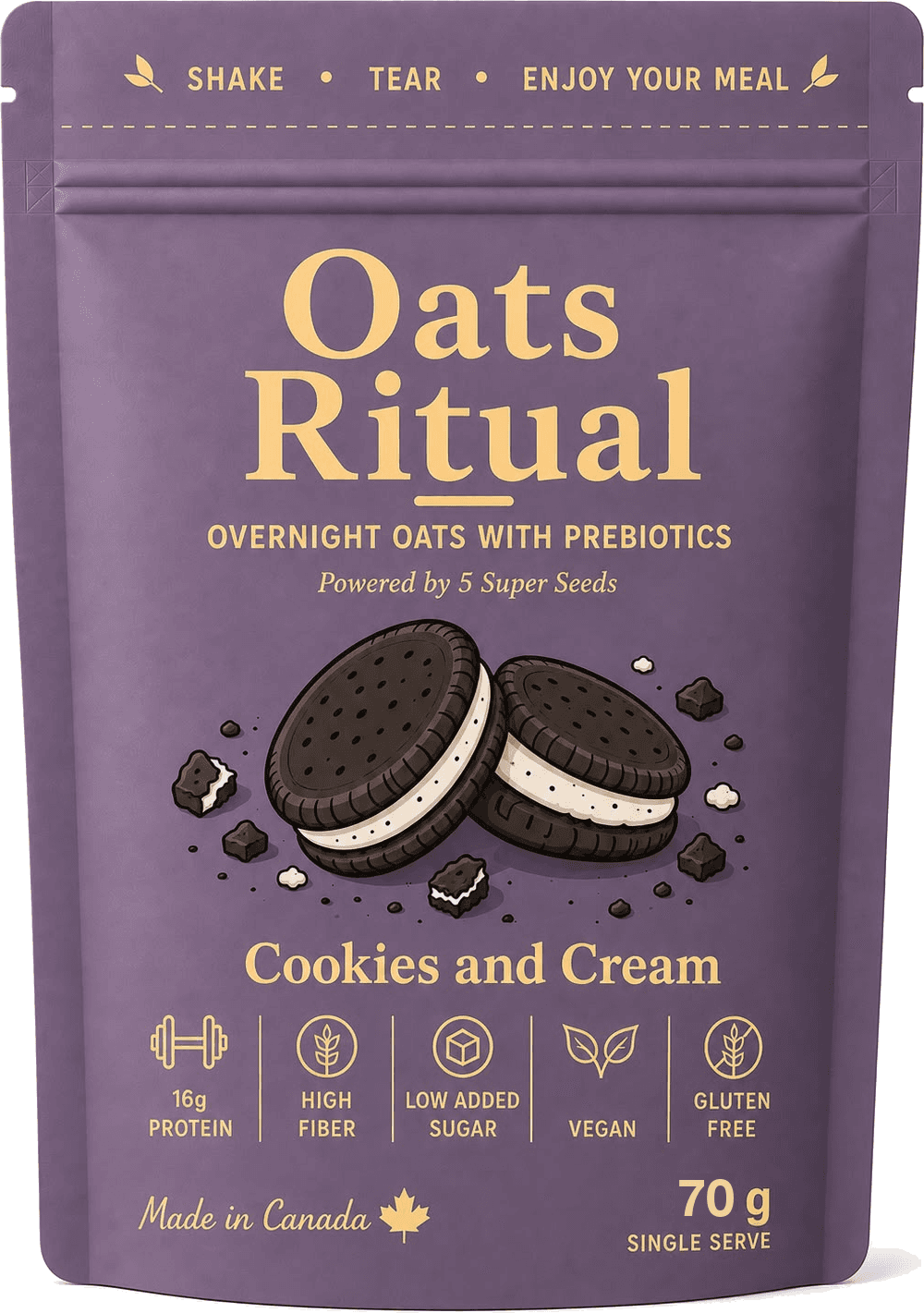 Oats Ritual Cookies and Cream pouch